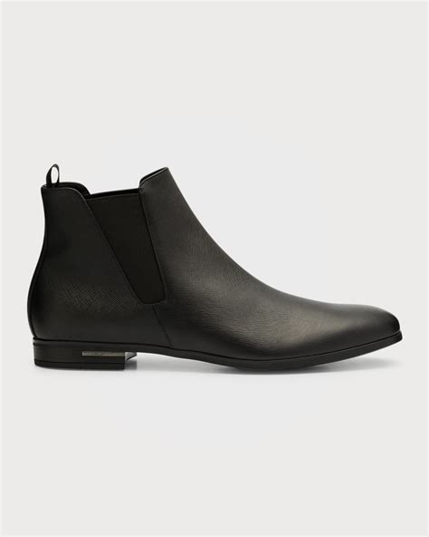 prada saffiano leather men& 39|Prada saffiano leather chelsea boot.